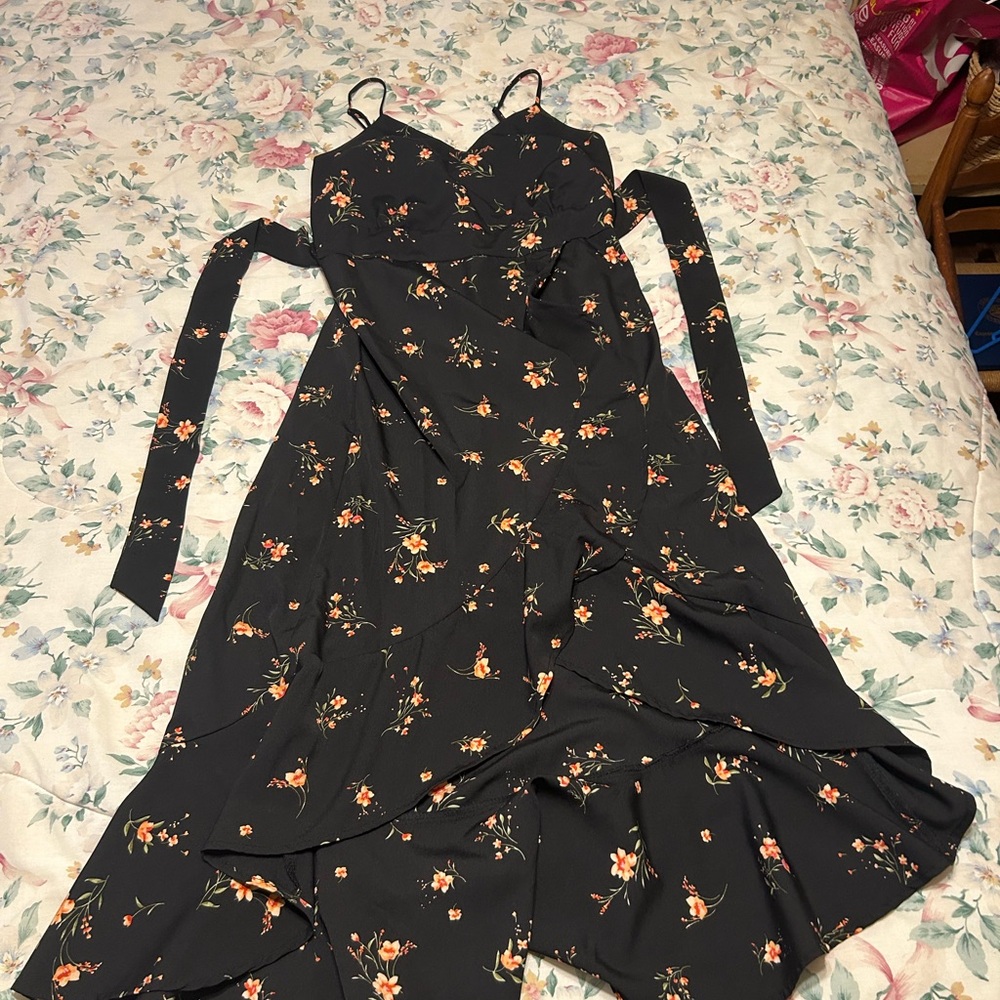 Floral Black Dress